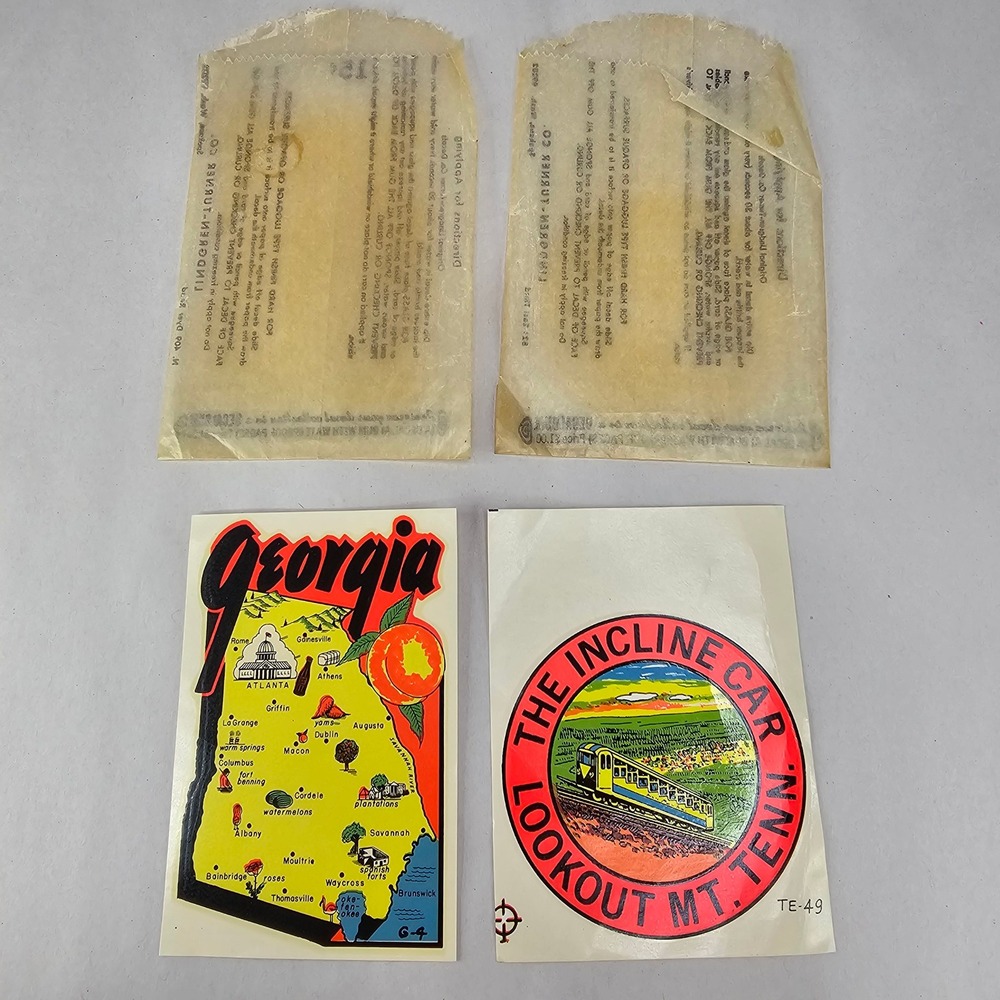 Vintage Travel Souvenir Stickers: Lookout Mountain‎ Incline Car & Georgia